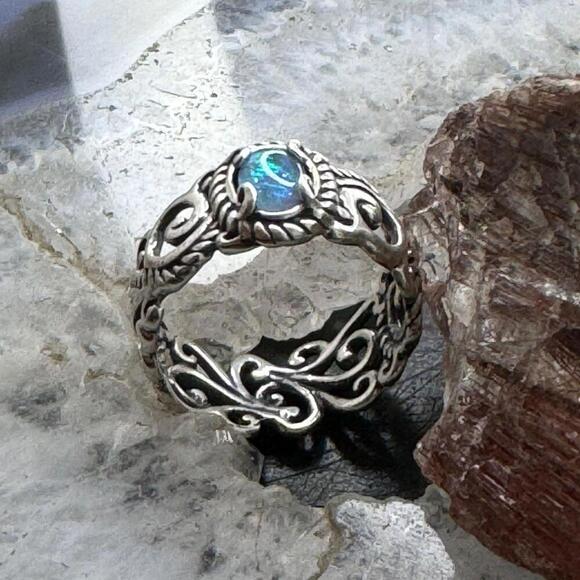 Carolyn Pollack Sterling Oval Opal Decorated Ring For Women with Size Variety - Picture 5 of 10